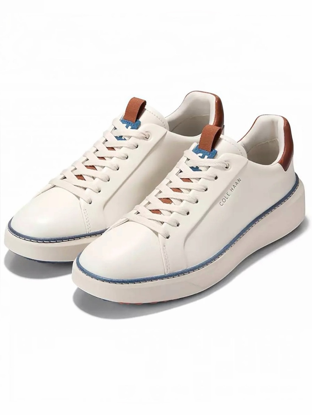 Cole Haan Men’s GrandPro Topspin Waterproof Golf Shoes Ivory Auburn Blue Size 13 - Picture 1 of 8